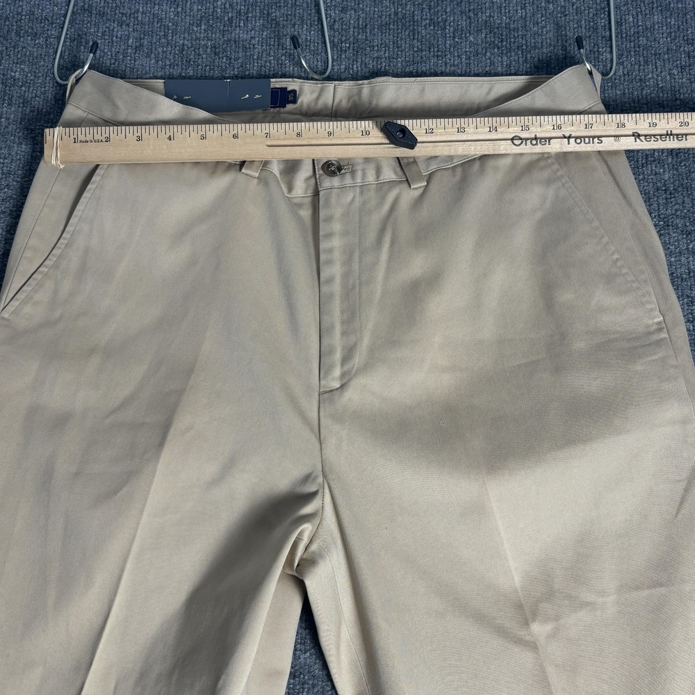 Bobby Jones Players Pants Mens 35x33 Camel Khaki Cotton‎ Chino Golf Flat Front - Picture 10 of 14